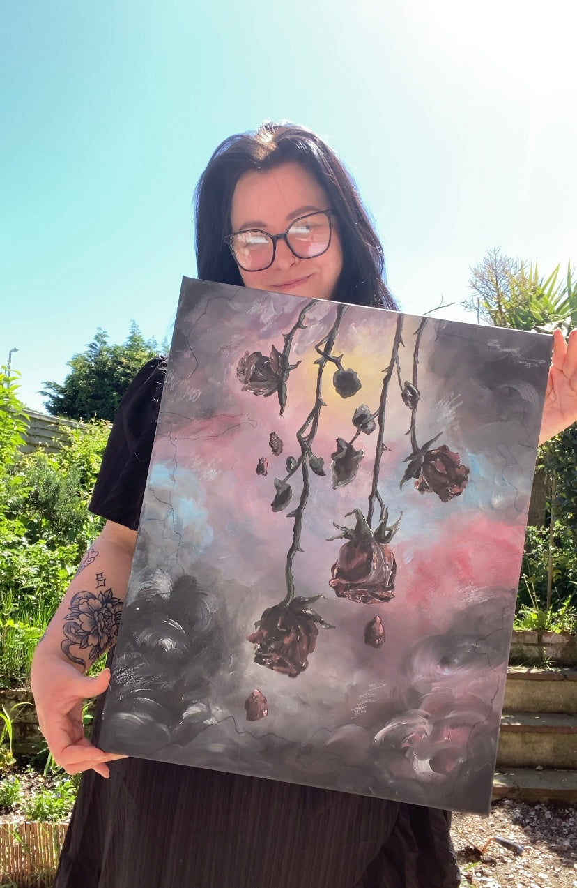 Wither - Original acrylic painting on canvas. Gothic painting/Home Decor/Witch