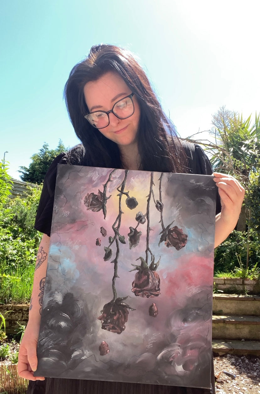 Wither - Original acrylic painting on canvas. Gothic painting/Home Decor/Witch