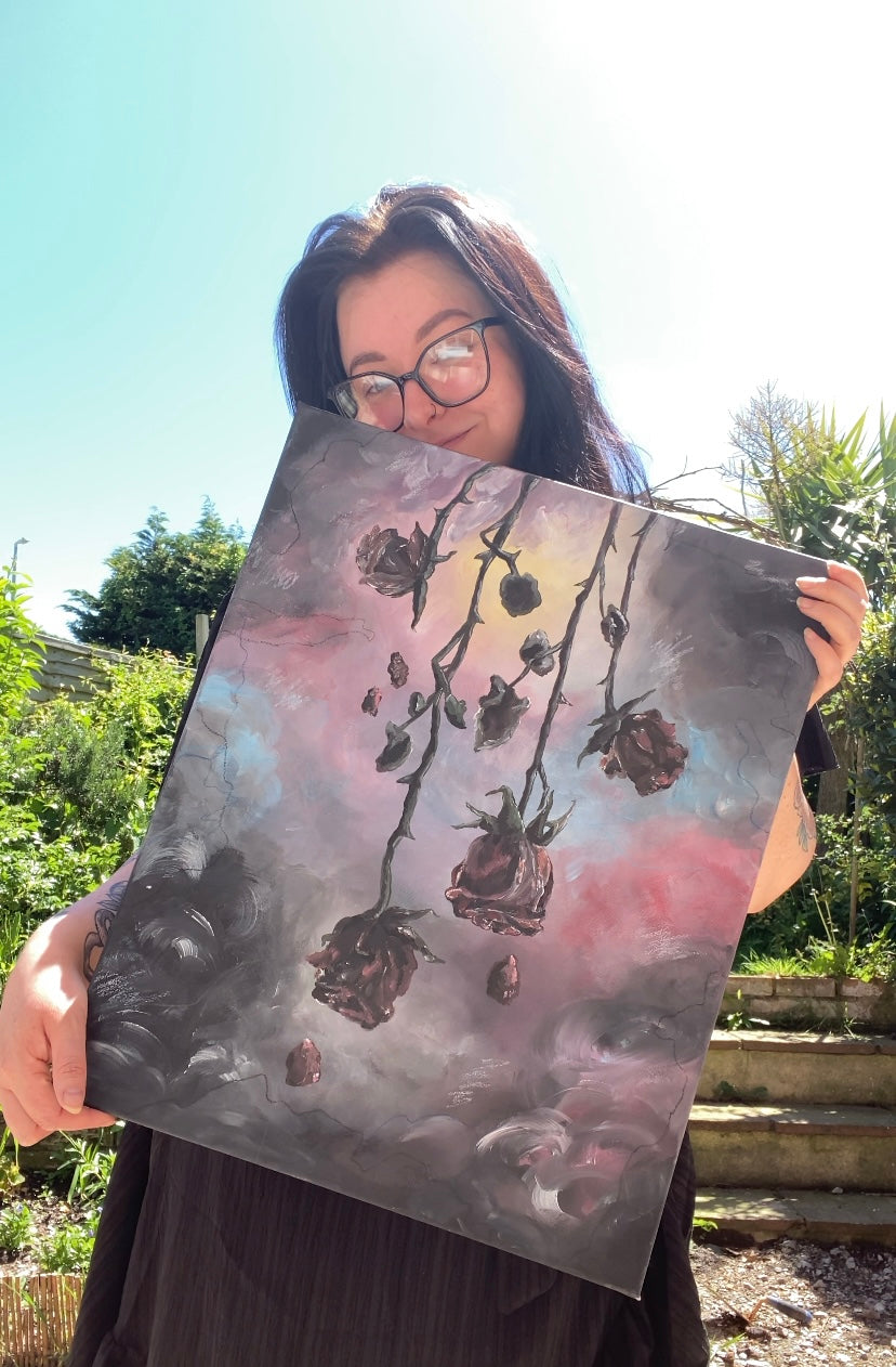 Wither - Original acrylic painting on canvas. Gothic painting/Home Decor/Witch