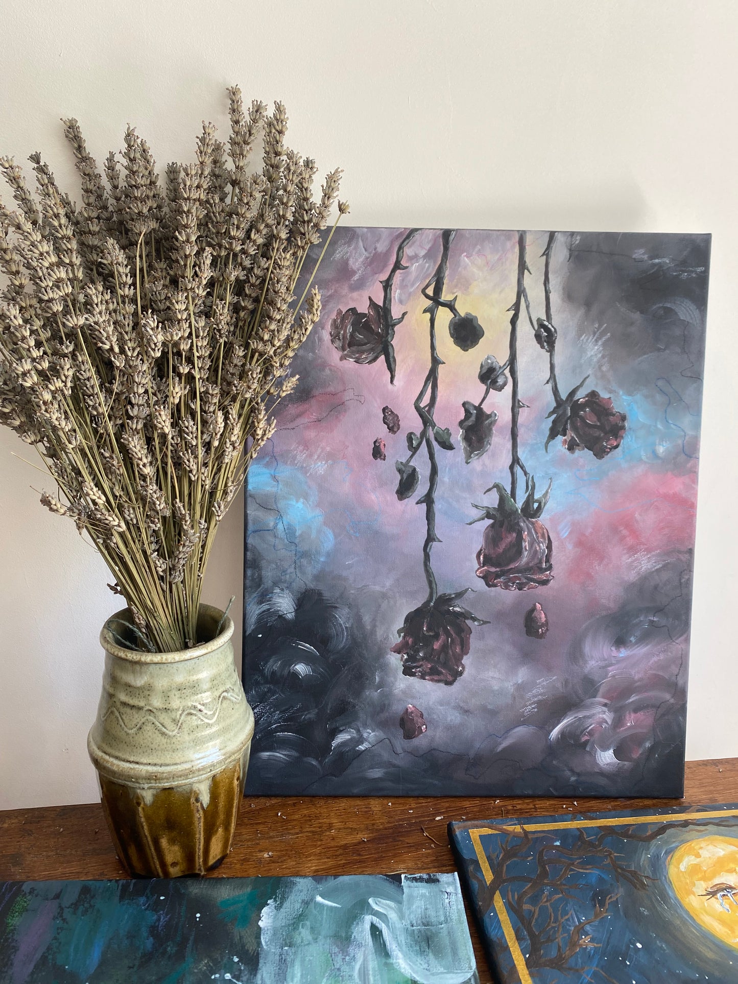 Wither - Original acrylic painting on canvas. Gothic painting/Home Decor/Witch