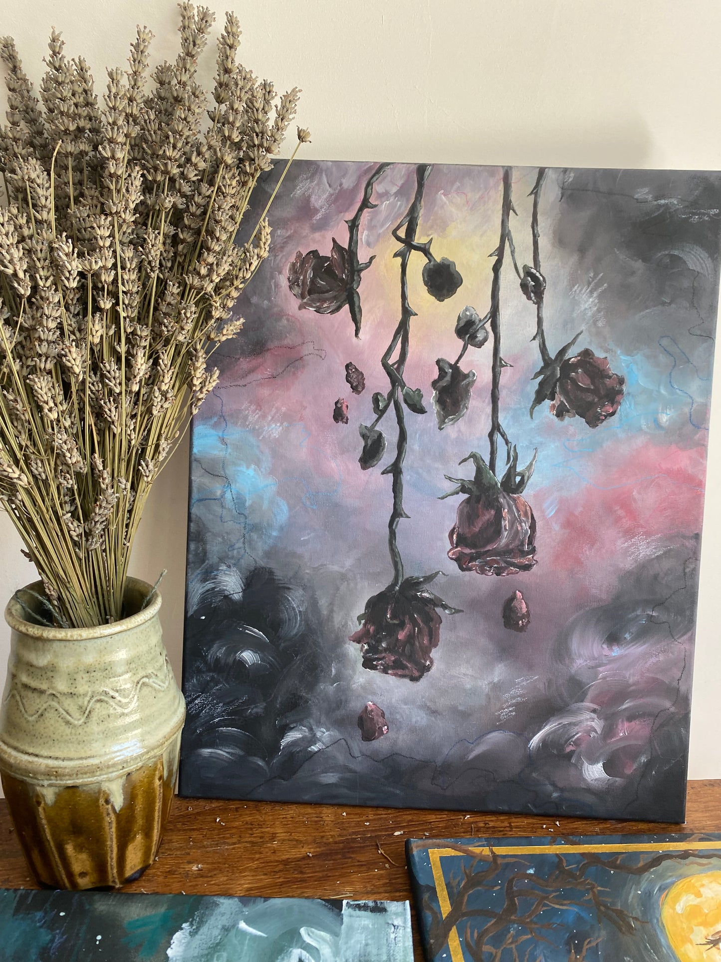 Wither - Original acrylic painting on canvas. Gothic painting/Home Decor/Witch